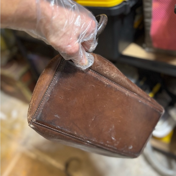 Vintage Armani Exchange Brown Leather Tote rough condition as seen - Picture 6 of 8